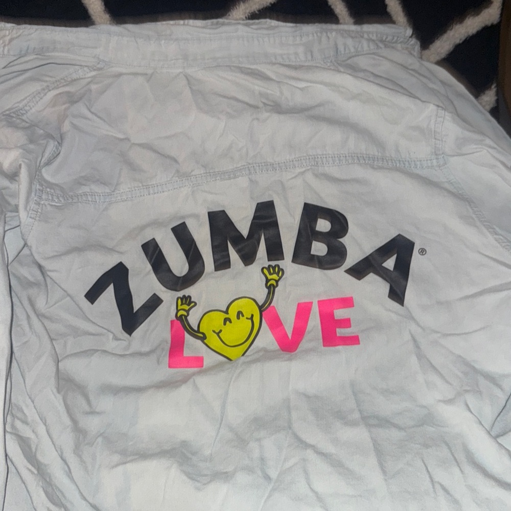 Zumba Fitness light blue button down size medium